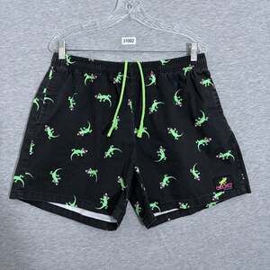 Gecko Hawaii Mens Size XL Black Neon Gecko Lizard Casual Beach Swim Shorts